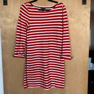 JCREW red and white striped mini dress